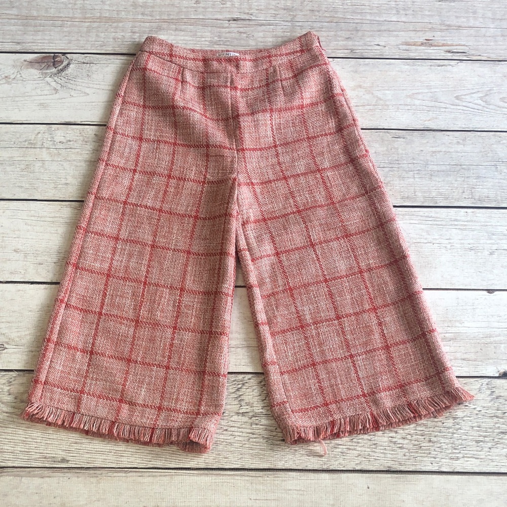 VENUS Red and Cream Wide Leg Pants